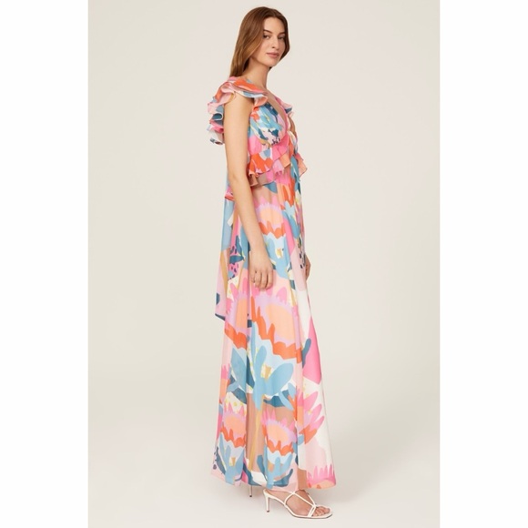 Multi Print Large Ruffle Maxi Dress - Picture 3 of 8